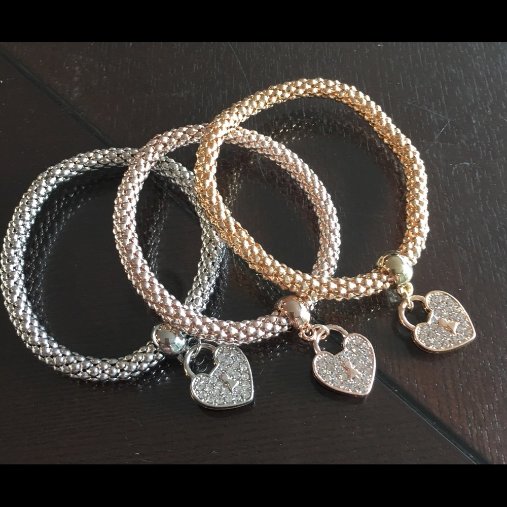 3 Heart Charm Bracelets